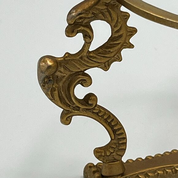 Vintage Solid Brass Scroll Display Stand for Paperweight Orb Sphere Egg Candle - Picture 2 of 7